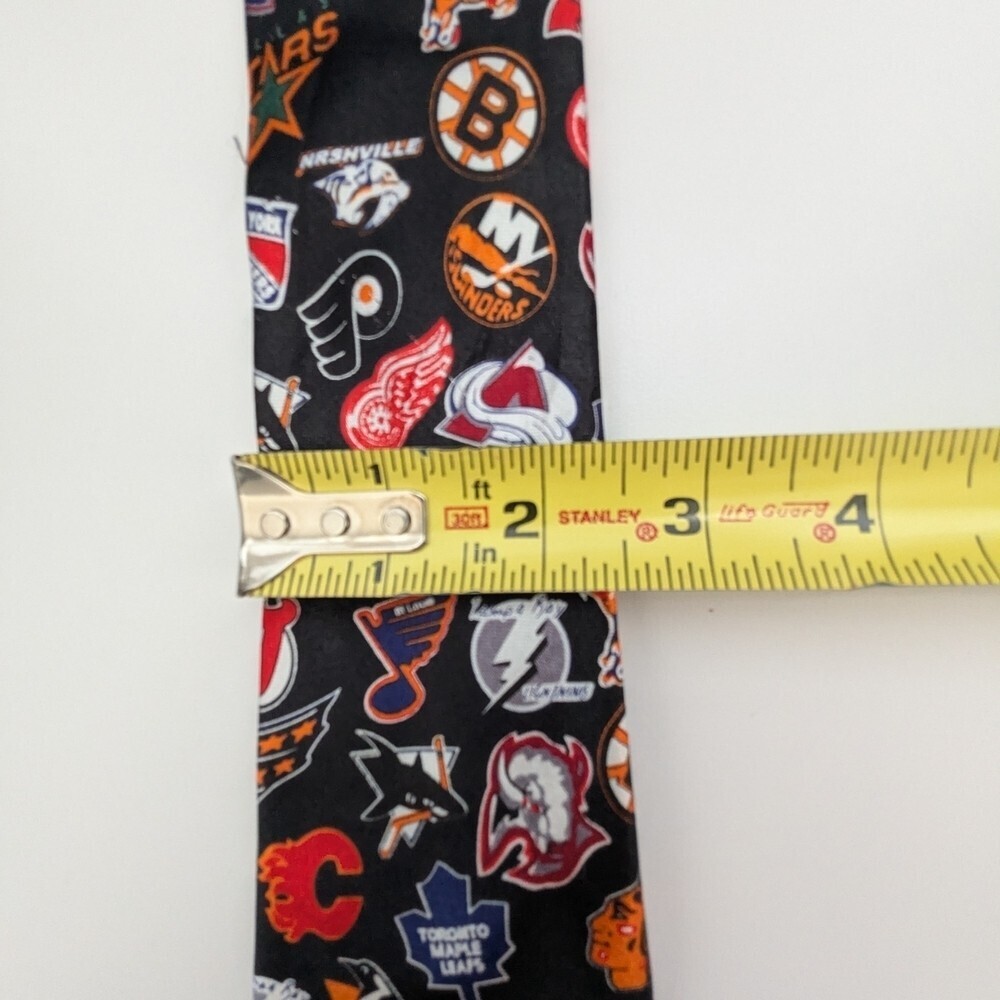 Black Skinny Tie with NHL Team Logos - Picture 4 of 5